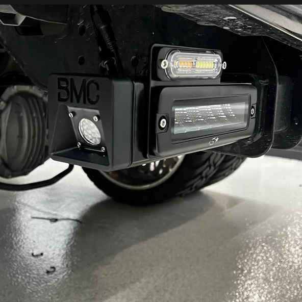 BMC 17-26 Ford Superduty Hitchbar Rear Lights with 7" Racesport Black Series LED inc. Harness