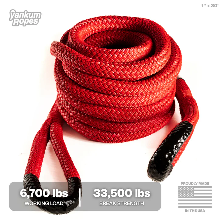 Yankum 1" Kinetic Recovery Rope 30' for 1 Ton Trucks